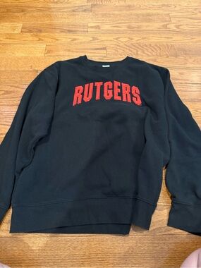 Rutgers Black Crewneck Sweatshirt with Red Logo
